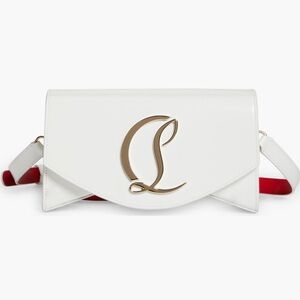 Christian Louboutin Large Loubi54 Crossbody White Leather Clutch